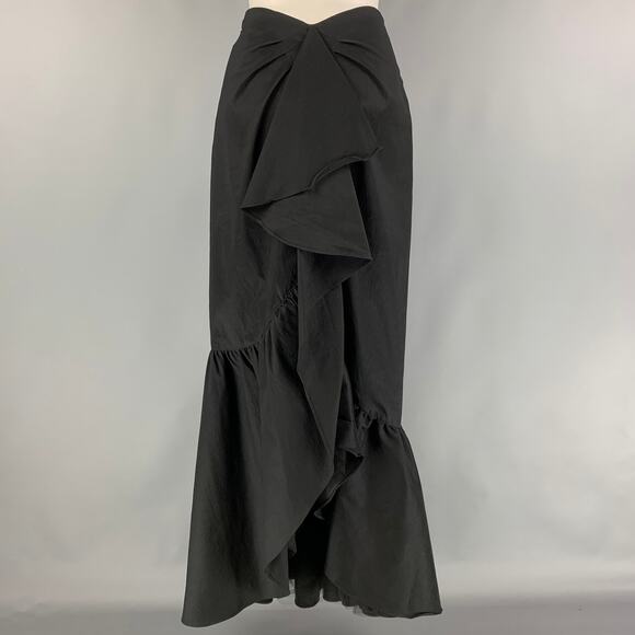 VERONIQUE YOUNG Size 8 Black Polyester Blend Ruffled Evening Long Skirt - Picture 3 of 5
